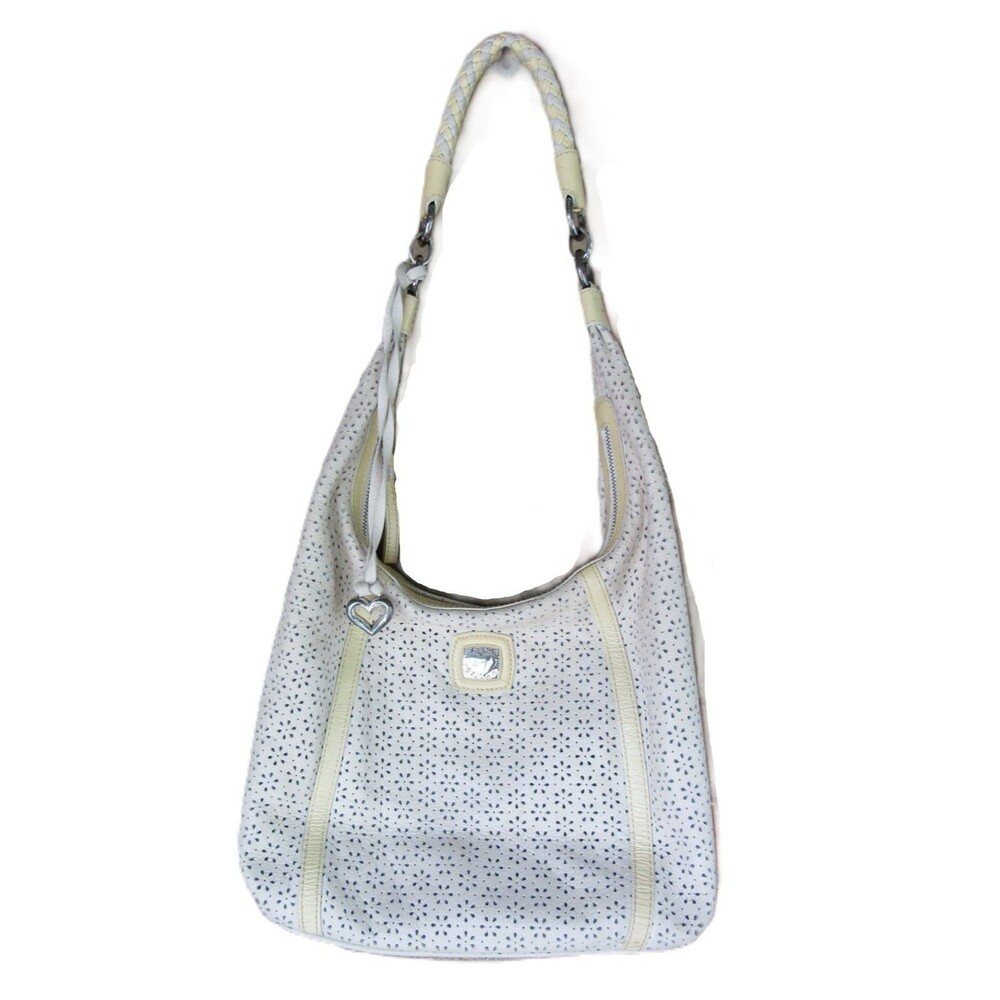 Brighton Leather Purse Laser Cut Daisy Flower Shoulder Bag Cream Cottage E616712